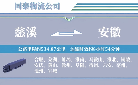 慈溪到安徽物流公司