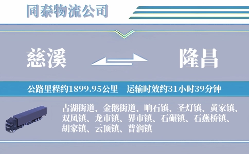 慈溪到隆昌物流公司