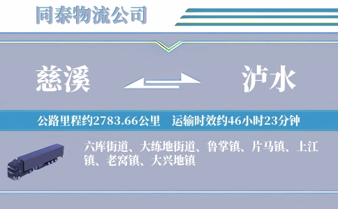 慈溪到泸水物流公司