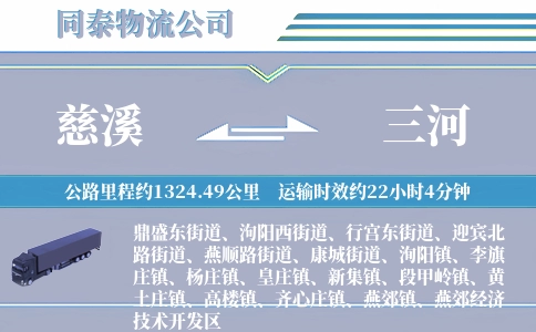慈溪到三河物流公司