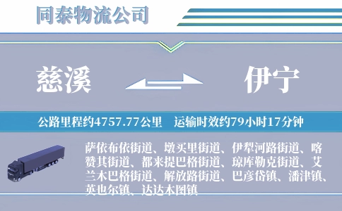 慈溪到伊宁物流公司