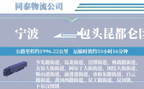 宁波到包头昆都仑区物流公司