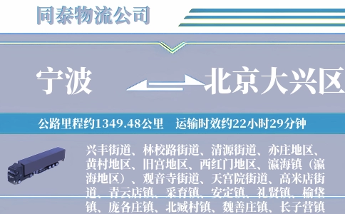 宁波到北京大兴区物流公司