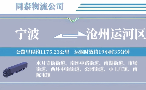 宁波到沧州运河区物流公司