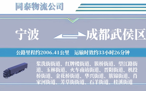 宁波到成都武侯区物流公司
