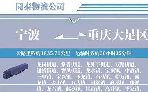 宁波到重庆大足区物流公司