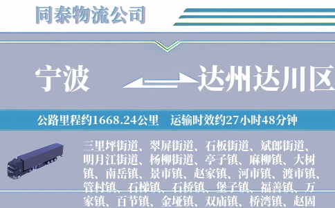 宁波到达州达川区物流公司