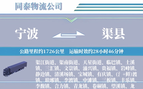 宁波到渠县物流公司
