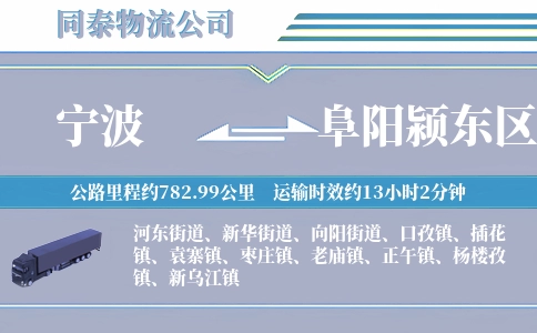 宁波到阜阳颍东区物流公司