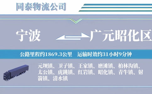 宁波到广元昭化区物流公司