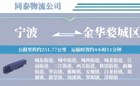 宁波到金华婺城区物流公司