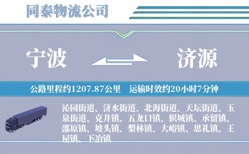 宁波到济源物流公司