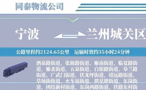 宁波到兰州城关区物流公司