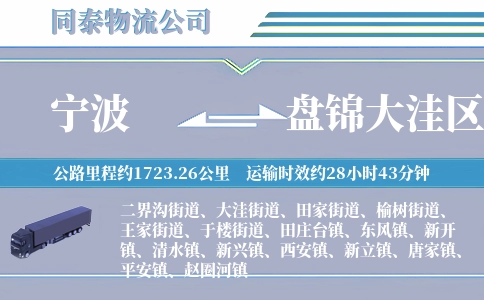 宁波到盘锦大洼区物流公司