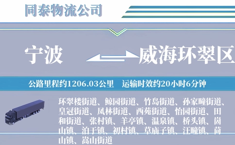 宁波到威海环翠区物流公司