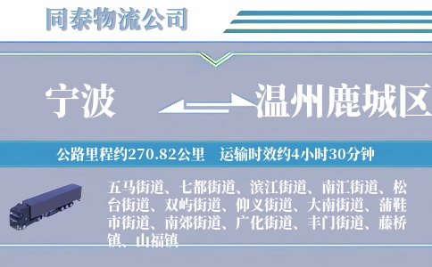 宁波到温州鹿城区物流公司
