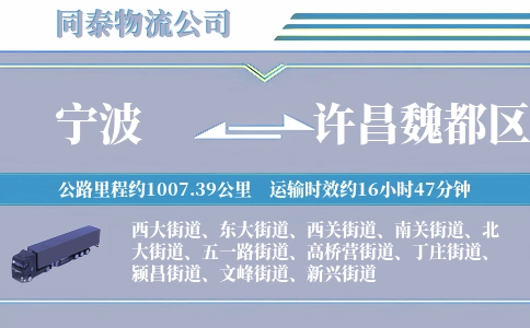宁波到许昌魏都区物流公司