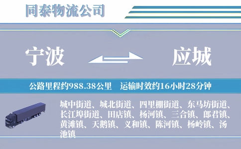 宁波到应城物流公司