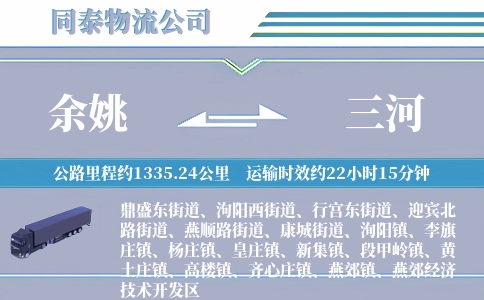 余姚到三河物流公司